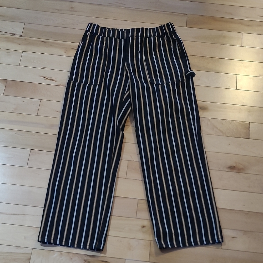 Lioness Women's Size Large Black, White, and Gold Striped Pants